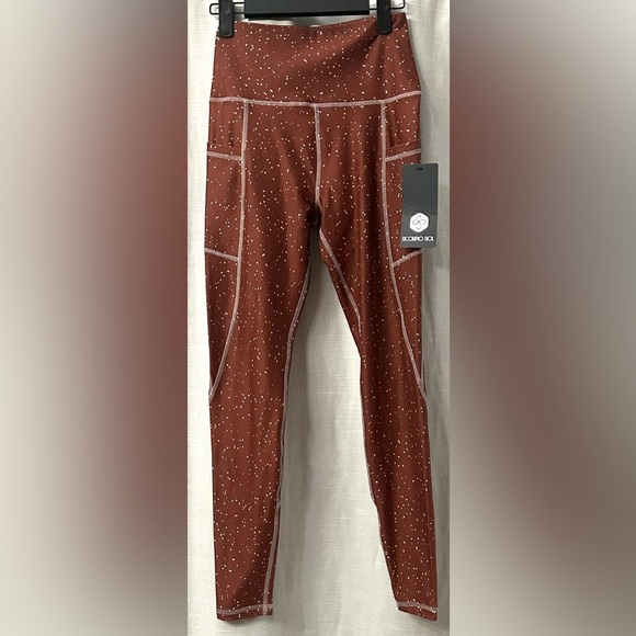 Scorpio Sol Yoga Gym Workout Dark Copper Leggings Women Size XS Logo Side Pocket - Picture 7 of 14